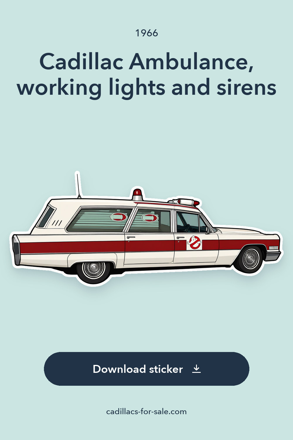 1966 Cadillac Ambulance, working lights and sirens sticker preview