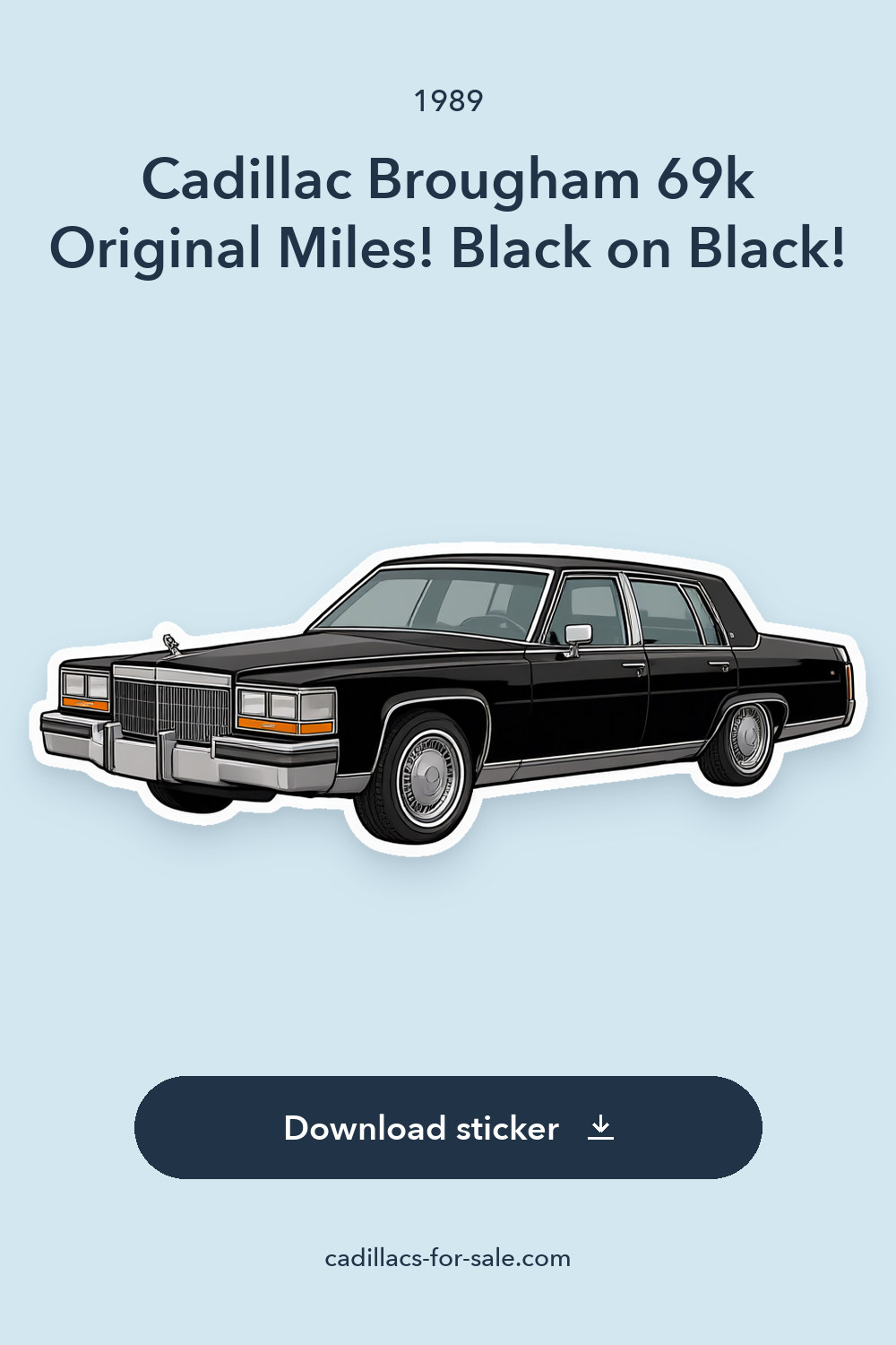 1989 Cadillac Brougham 69k Original Miles! Black on Black! sticker preview